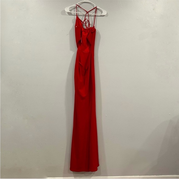 LA FEMME 27126 Asymmetrical Neckline Strappy Jersey Side Cut Out Evening Dress - Picture 5 of 8